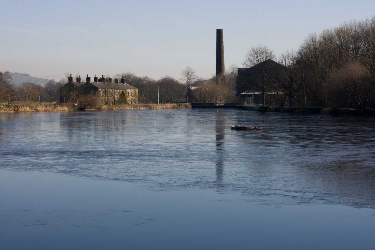 Clough mill across  the mill pond.